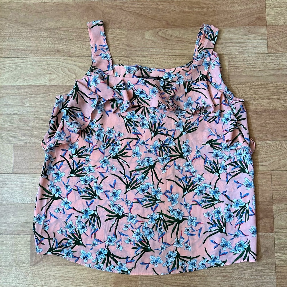Banana Republic Floral Patterned Ruffle Tank